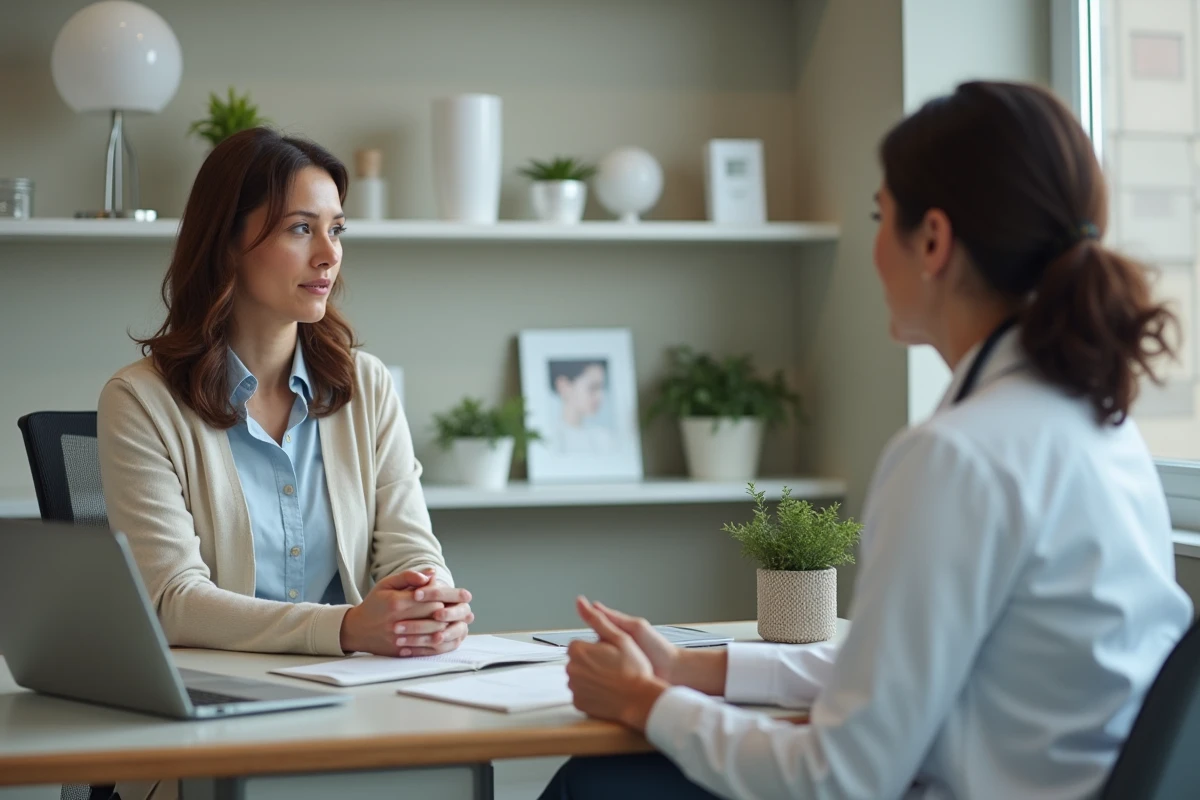 Patient et gynécologue lors d