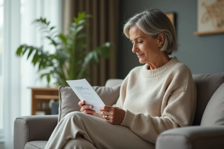 Femme lisant des instructions dans un salon cosy
