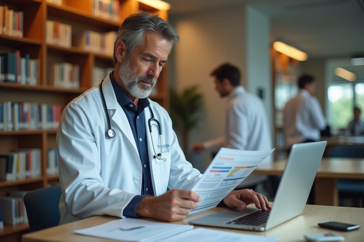Médecin consultant des ressources cliniques dans une bibliothèque médicale professionnelle